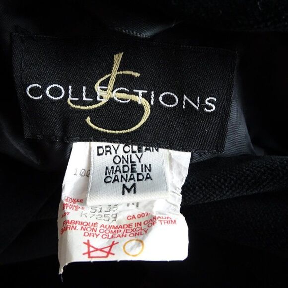 Vintage JS Collections Women Black Velvet Coat with Pockets Size M - Picture 10 of 12